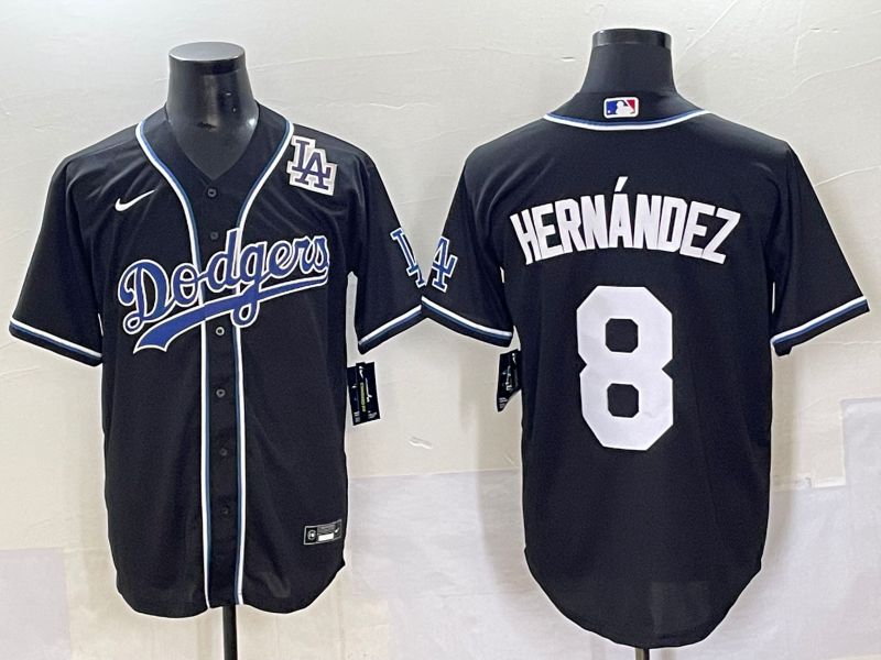Men 2025 Los Angeles Dodgers #8 Hernandez Black Three generations Fashion Nike MLB Jersey style 70410